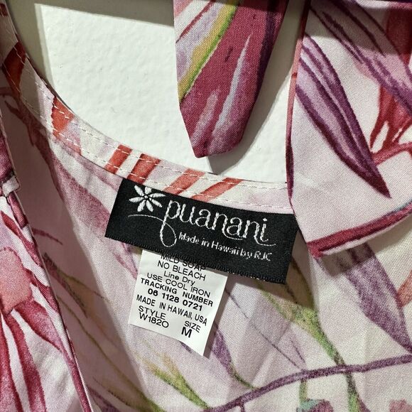 Puanani Dress Women’s Aloha Floral Mini Hawaiian RJC Size M Cutout Tie Back NWT - Picture 7 of 8